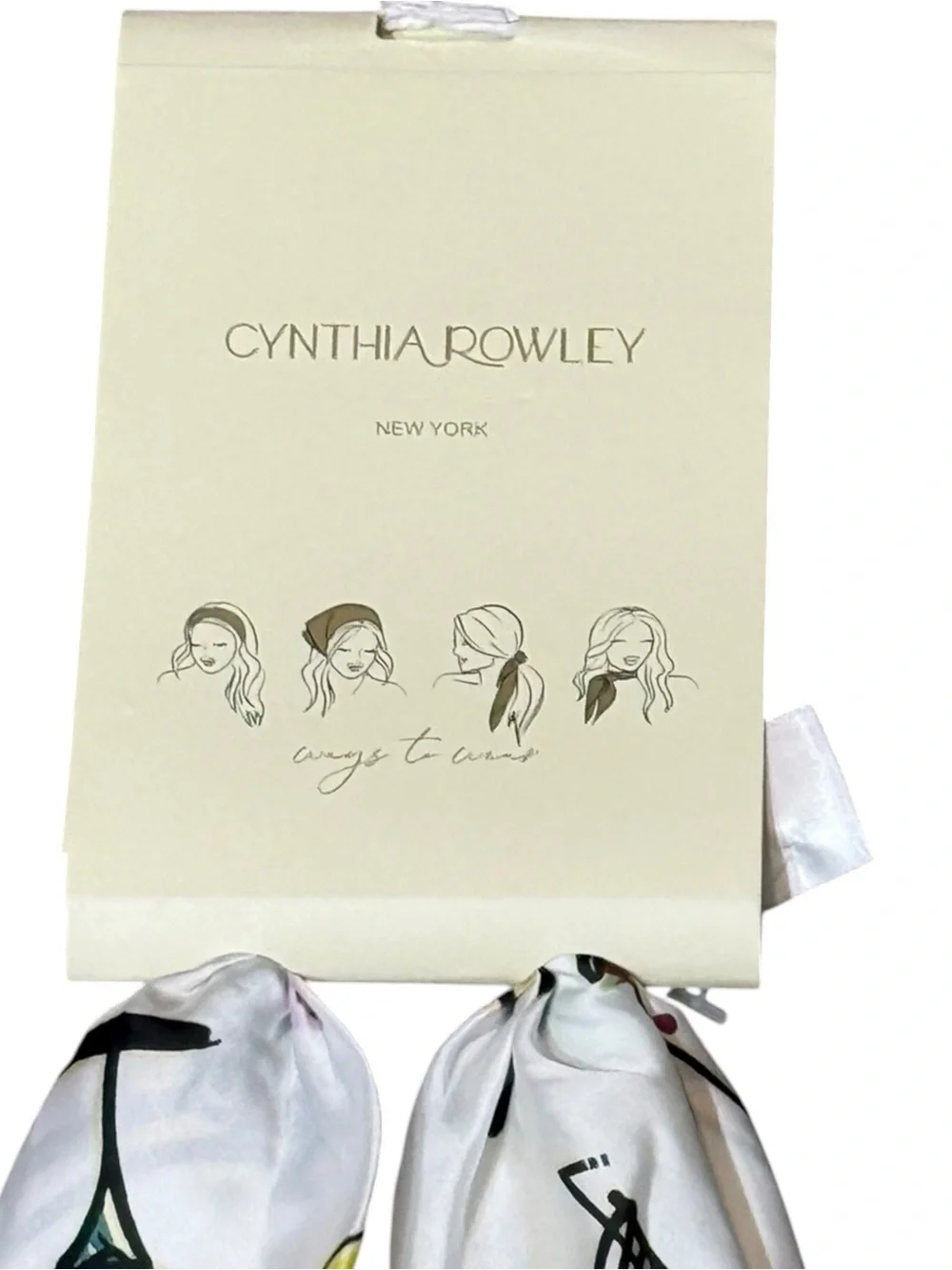 Cynthia Rowley White Cocktail Print Hair Scarf NWT